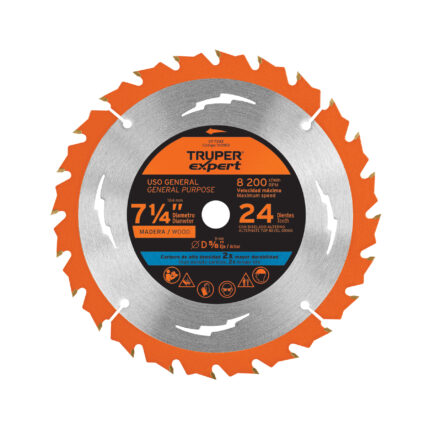 Disco sierra 7-1/4' p/madera, 24 dientes centro 5/8', EXPERT