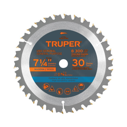 Disco sierra 7- 1/4' para madera, 30 dientes centro 5/8'