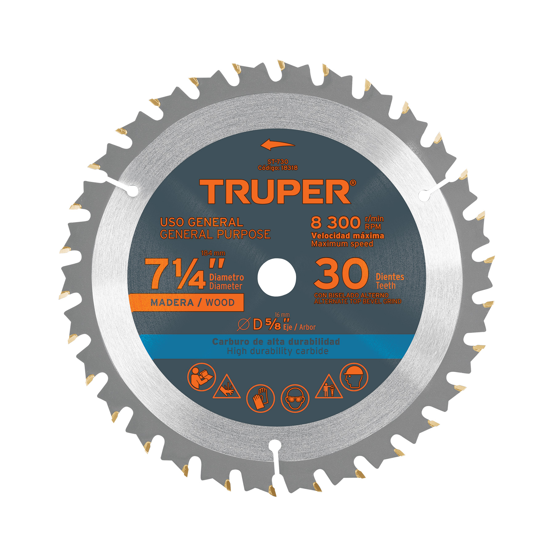 ST-730.jpg Disco sierra 7- 1/4' para madera, 30 dientes centro 5/8' ST 730