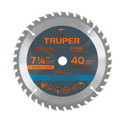 Disco sierra 7- 1/4' para madera, 40 dientes centro 5/8'