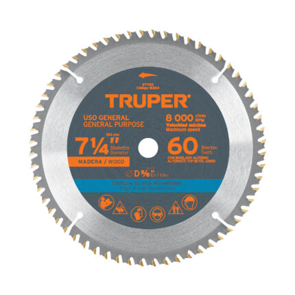 Disco sierra 7- 1/4' para madera, 60 dientes centro 5/8'