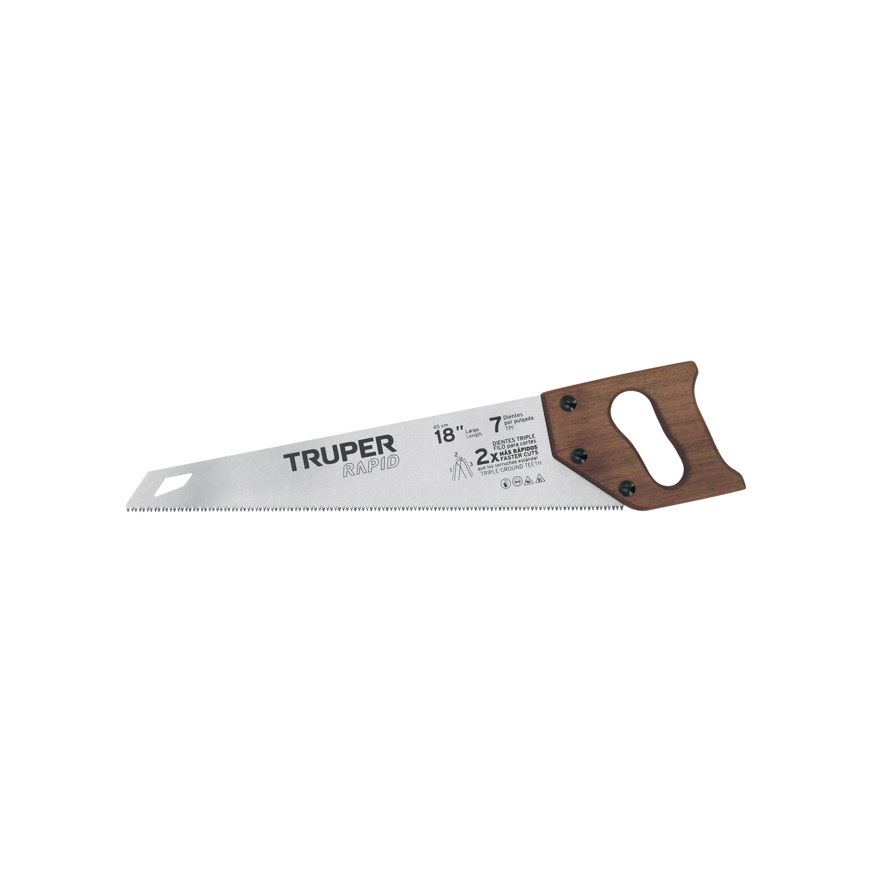 STR-18M.jpg Serrucho Rapid 18', 7 DPP, mango de madera, TRUPER STR 18M