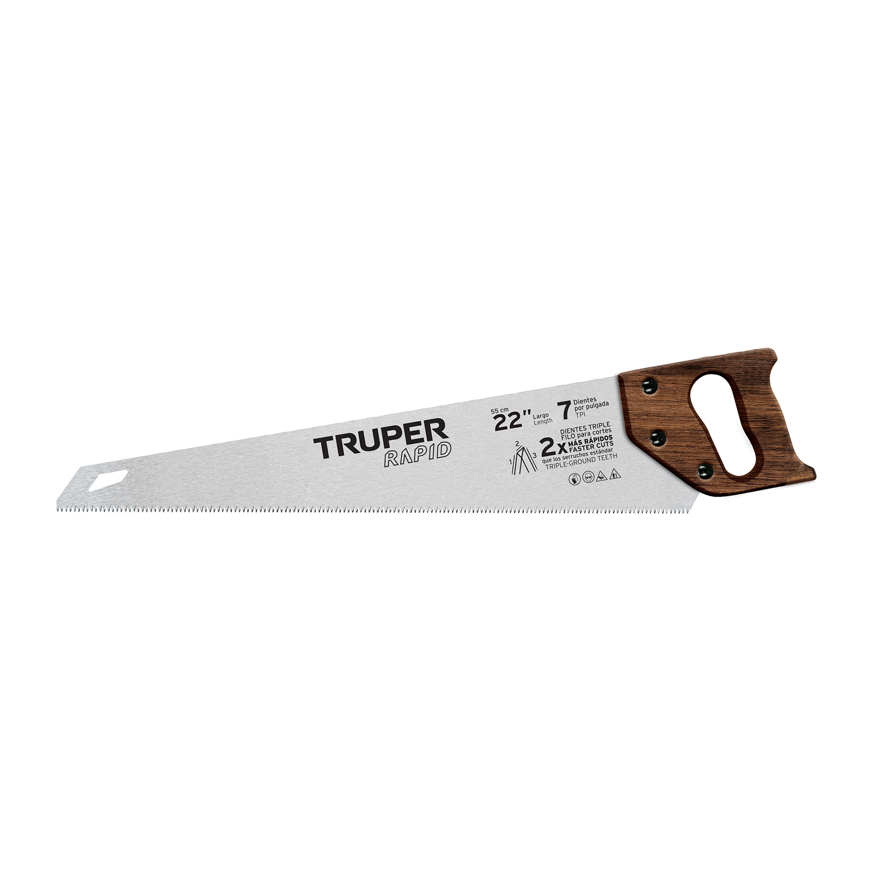 STR-22M.jpg Serrucho Rapid 22', 7 DPP, mango de madera, TRUPER STR 22M