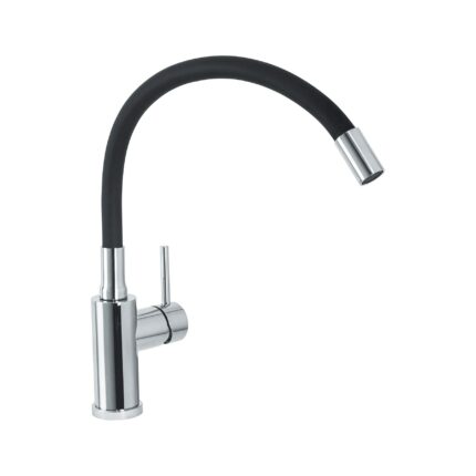 Monomando para fregadero cuello flexible negro, cromo, TUBIG